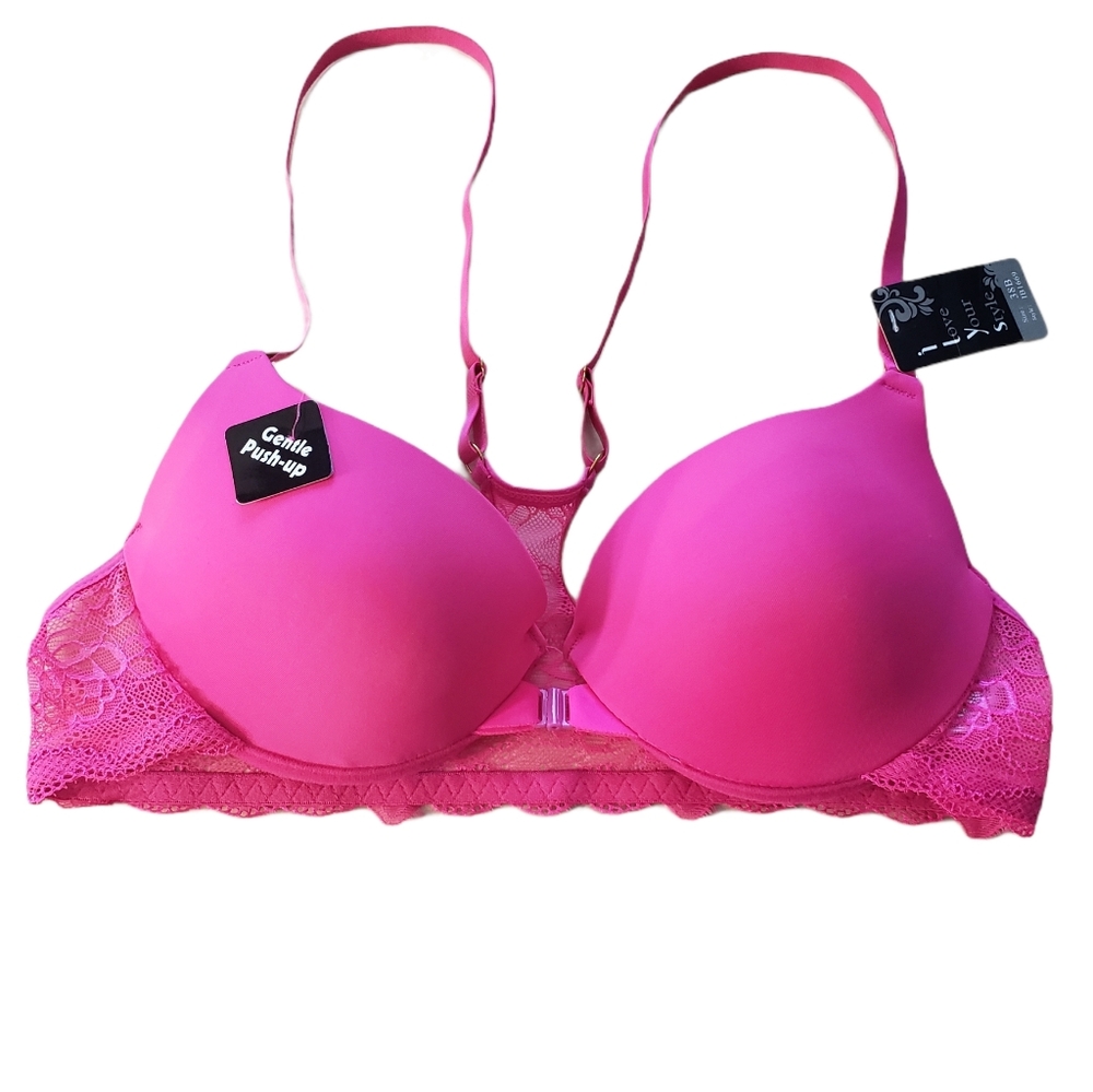 Pink Underwire Racerback Gentle Push-Up Bra 38B